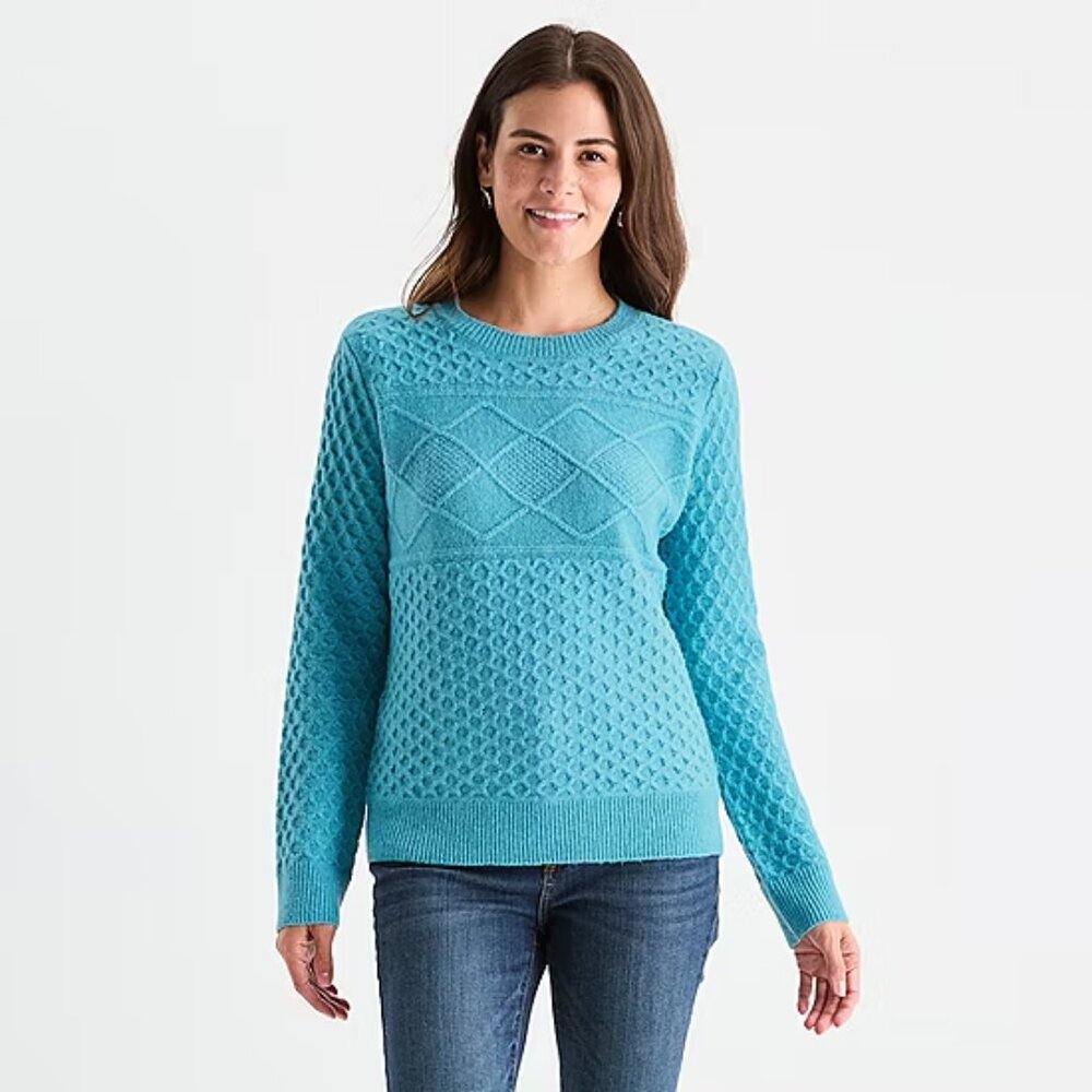 NWT ST JOHNS BAY Womans crew neck long sleeve pullover sweater